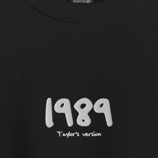 1989 TV Album Title - White Thread Embroidery Crew Neck