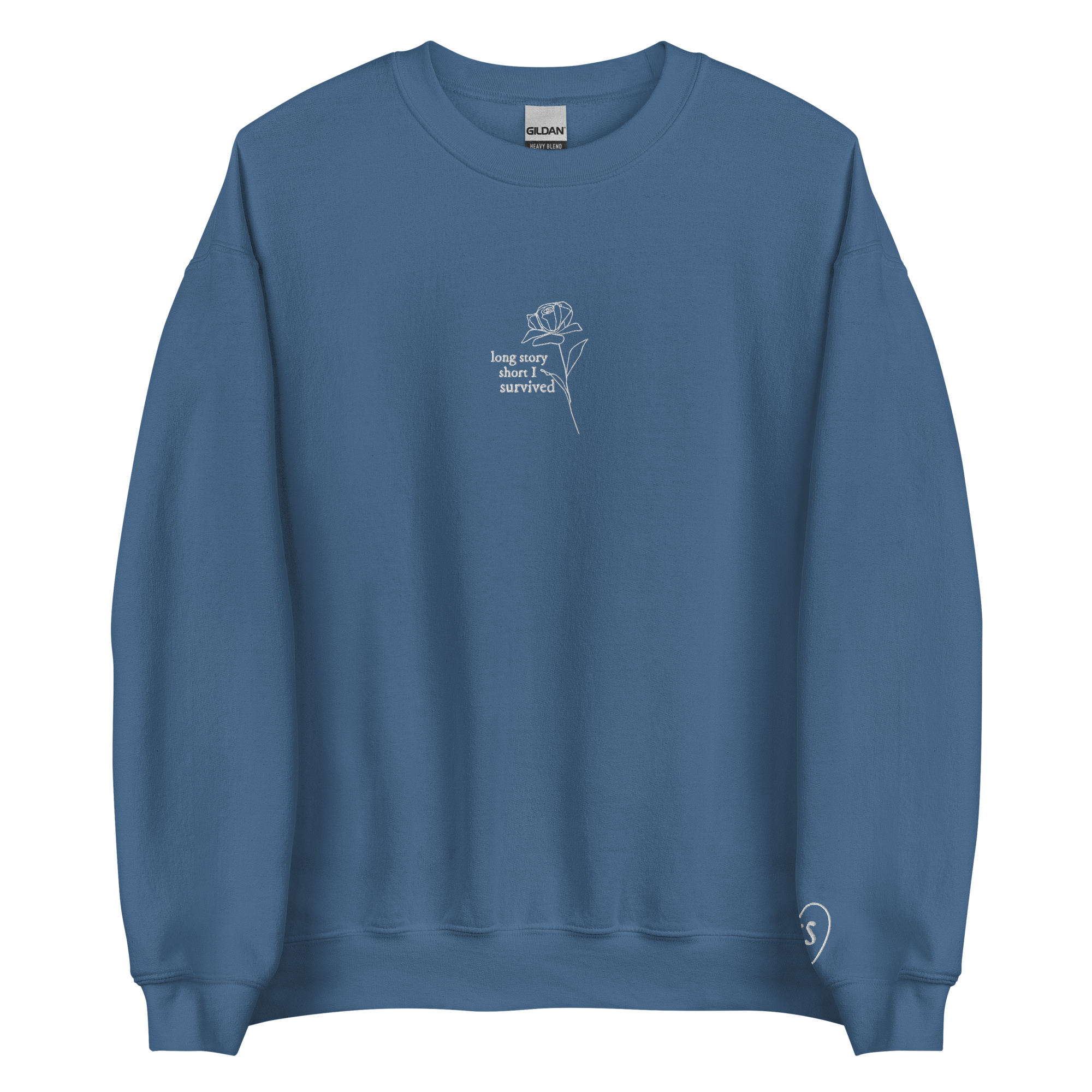 long story short i survived - Embroidered Crew Neck