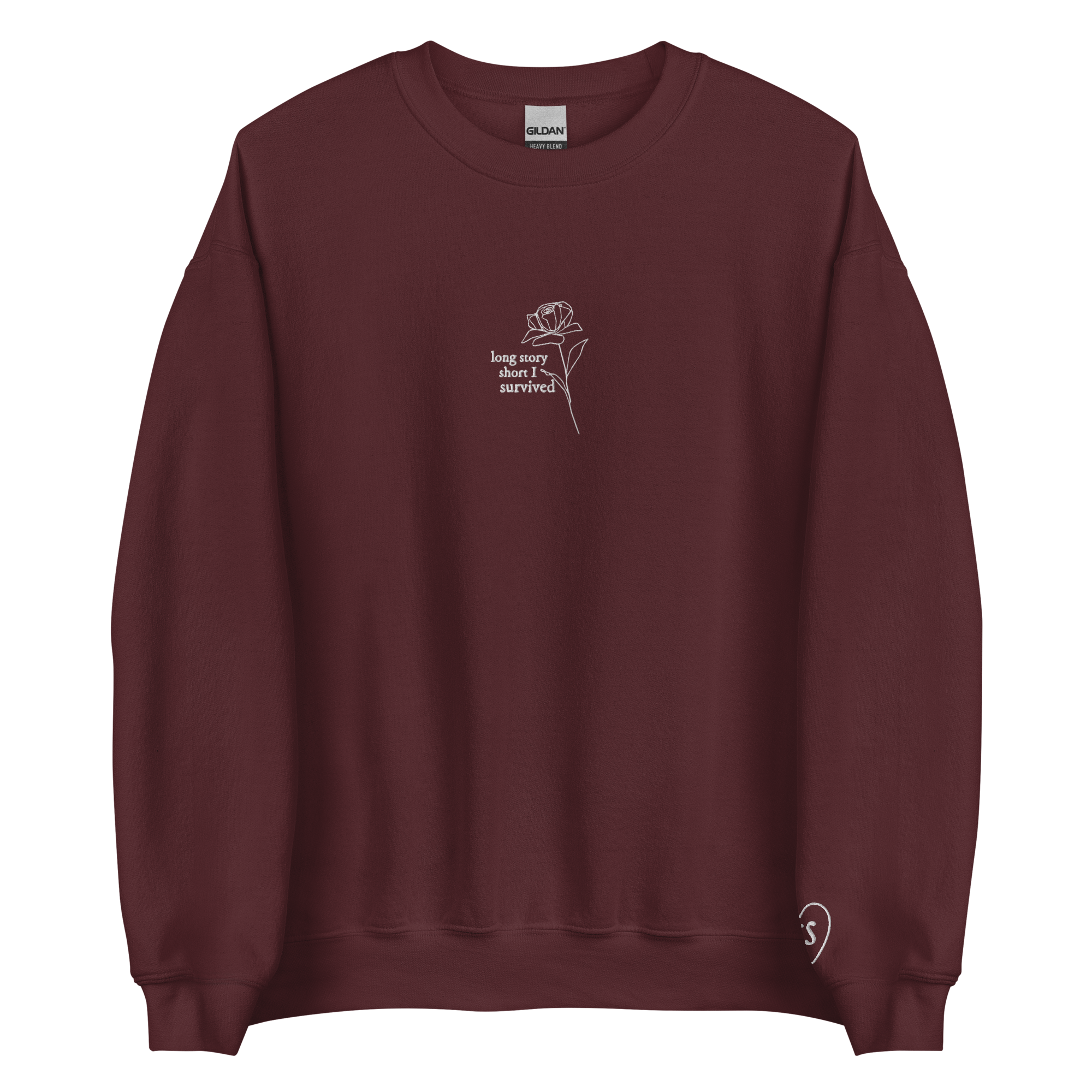 long story short i survived - Embroidered Crew Neck