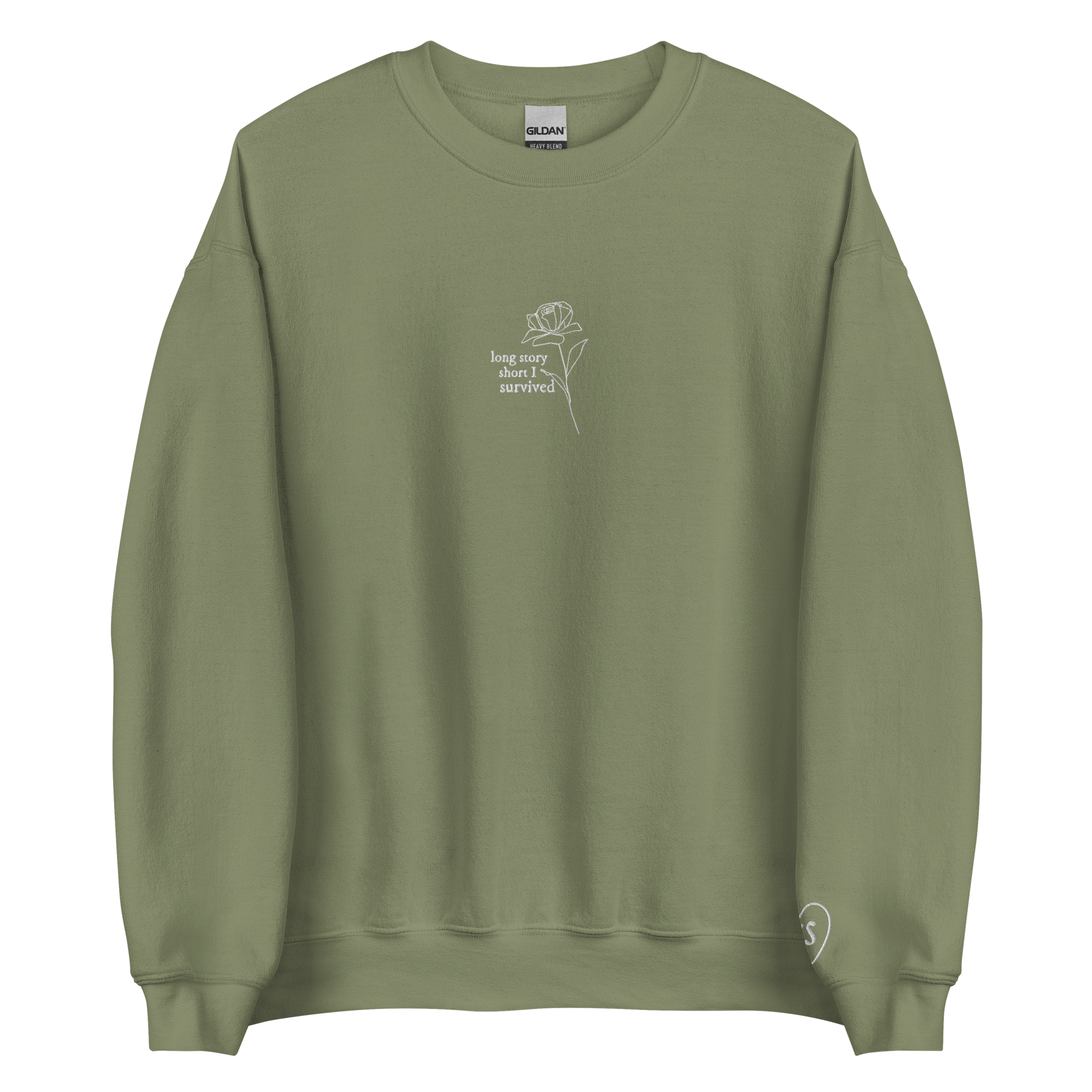 long story short i survived - Embroidered Crew Neck