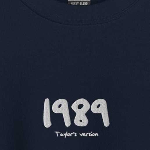 1989 TV Album Title - White Thread Embroidery Crew Neck
