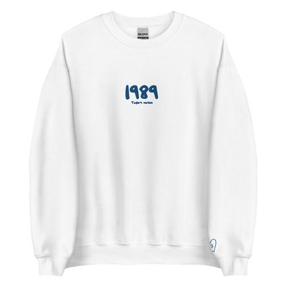 1989 TV Album Title - Blue Thread Embroidery Crew Neck