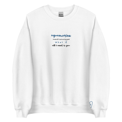 Aquamarine Moonlit Swimming Pool - Embroidered Crew Neck